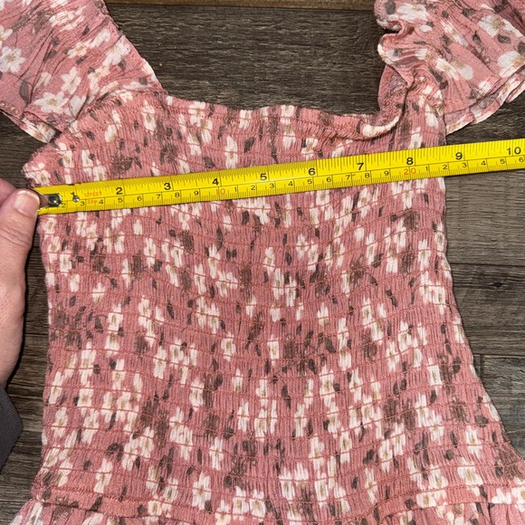 Blu Pepper Pink Floral Smocked Midi Dress S Ruffle Strap Tiered Cottagecore Boho - Picture 4 of 7